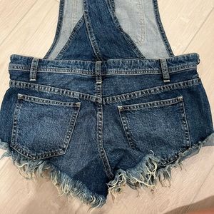 Free People Denim Short Overalls